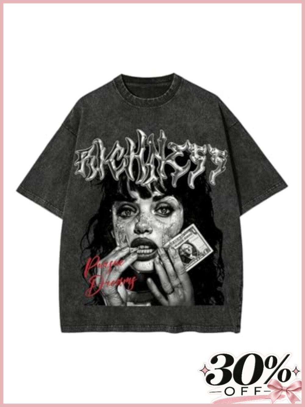 Men's Graphic Print Oversized Short Sleeve T-Shirt Washed Crew Neck